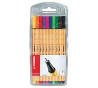 Stylo Feutre Pointe Fine - Stabilo Point 88 - Pochette De 10 Stylos-Feutres - Coloris Assortis