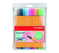Stylo feutre pointe fine - STABILO Point 88 - Pochette x 15 stylos feutres - Couleurs pastel