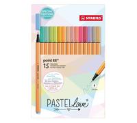 Stylo feutre - STABILO - F59508 - Pointe fine - 15 couleurs pastel - Étui carton