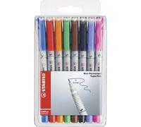 Stylo-feutre stabilo ohp pen soluble pointe fine 0.7mm multi-supports effaçable grip ergonomique pochette assortie 8u