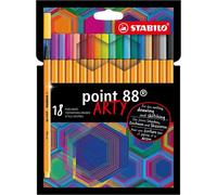 Stylo feutre Stabilo Point 88 Arty à capuchon - Pochette de 18