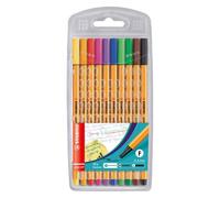 Stylo feutre Stabilo point 88. Pochette de 10 couleurs assorties.