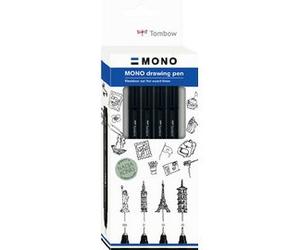 Stylo-feutre tombow mono drawing pen set bold 4 pieces 02 04 06 08 coloris noir