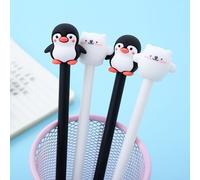 Stylo Gel À Tête De Pingouin En Silicone, 2 Pièces/Lot, Kawaii, Noir Et Blanc, Stylo De Signature, Escolar Papelaria, Fournitures Scolaires Et De Bureau, Cadeau Promotionnel