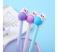 Stylo Gel Boule De Chat Mignon Créatif 3 Pièces/Lot, Stylo De Signature Escolar Papelaria Fournitures Scolaires Et De Bureau, Cadeau Promotionnel
