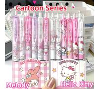 Stylo gel Hello Kitty Melody, édition limitée, série de dessins animés, noir, 0.5mm, papeterie quotidienne pour étudiants/bureau, 6 pièces/ensemble Melody