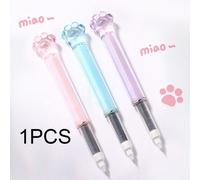 Stylo Gel Liquide À Griffes De Chat En Cristal, 1 Pièce, Stylo À Bille Lisse Et Continue, Encre À Séchage Rapide, Fournitures Scolaires Et De Bureau