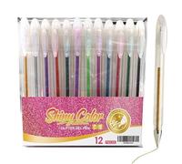 Stylo Gel Pailleté Kit 12 Marqueurs de Dessin