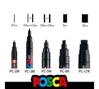 Stylo marqueur acrylique japonais Uni, 5 pièces posca rotuladores blanc/noir marqueurs de graffiti permanents stylo de peinture/POP affiche fournitures d'art 5pcs Black PC-1M