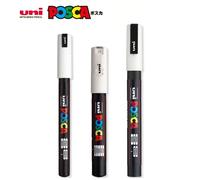 Stylo marqueur UNI POSCA, Plumones en acrylique blanc et noir, Rotuladores PC-1M,3M,5M, stylo pour affiche POP/Graffiti, fournitures d'art publicitaire, 1 pièce PC-3M-White