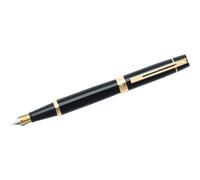 Stylo plume 300, laqué noir, éléments dorés, plume M