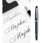 Stylo plume à piston Erofa Majohn P136 à pointe flexible, ensemble de stylo d’écriture en résine grise