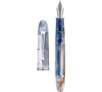 Stylo plume avec système de remplissage par aspiration, grande capacité d'encre, plume de taille moyenne n°8, et présenté dans une boîte cadeau, couleur bleu-brun