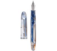 Stylo plume avec système d'encre par aspiration, plume de 1,1 mm, idéal pour la calligraphie et le dessin, couleurs : bleu et marron, corps en acrylique