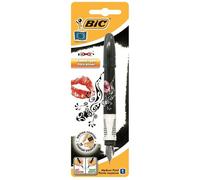 Stylo Plume - BIC - BIC X Pen Plume - Décor Tête de Mort - Grip caoutchouc triangulaire - Encre bleue