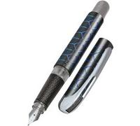 ONLINE Stylo à encre College Black Style Blue│ stylo plume ergonomique pour l'école │ plume moyenne, partie soft grip │ pour cartouches d'encre standard │ rechargeable │idéal pour enfants