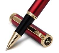 Stylo plume de luxe, plaqué or 24 carats, rouge, avec mine Schneider, coffret cadeau