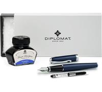 Stylo plume Diplomat Excellence A2 Midnight Blue Chrome avec cartouche d'encre, pointe M