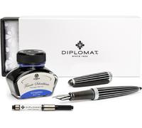 Stylo plume Diplomat Aero Stripes Black avec encre d'écriture, épaisseur M