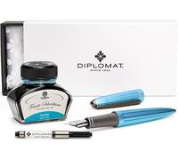 Stylo plume Diplomat Aero turquoise clair avec encre noire, calibre M
