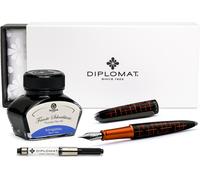 Stylo plume Diplomat Elox Matrix noir-orange avec cartouche d'encre, pointe M
