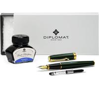 Stylo plume Diplomat Excellence A2 Evergreen plaqué or avec encre noire, pointe M