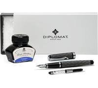 Stylo plume Diplomat Excellence Aplus Wave guilloché lapis noir avec encre d'écriture, épaisseur M