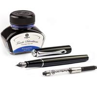 Stylo plume Diplomat Traveller, finition laquée noire, avec cartouche d'encre et convertisseur, épaisseur M