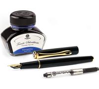 Stylo plume Diplomat Traveller Laque noire or avec encre d'écriture et convertisseur d'encre, force M