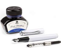 Stylo plume Diplomat Traveller Snowwhite avec cartouche d'encre et convertisseur, épaisseur M