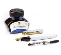 Stylo plume Diplomat Traveller Snowwhite Gold avec cartouche d'encre et convertisseur, épaisseur M