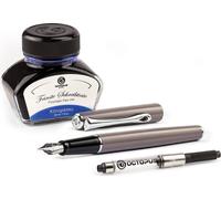 Stylo plume Diplomat Traveller Taupe Grey avec encre et convertisseur, épaisseur M