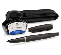Stylo plume Diplomat Viper noir avec étui en cuir et encre, épaisseur F/M