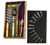 Stylo plume et set d'encre | Stylo plume de calligraphie vintage | Kit de tampons mis à jour avec pointes de rechange, stylo de vintage Signature Pen coffret cadeau