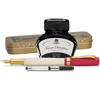 Stylo plume Kaweco Student avec 30 ml d'encre pour stylo plume, convertisseur et étui métallique 30's Blues, noir