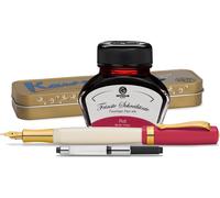 Stylo plume Kaweco Student avec 30 ml d'encre pour stylo plume, convertisseur et étui métallique 30's Blues, rouge
