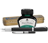 Stylo plume Kaweco Student avec 30 ml d'encre pour stylo plume, convertisseur et étui métallique noir et vert
