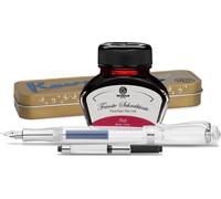 Stylo plume Kaweco Student avec 30 ml d'encre pour stylo plume, convertisseur et étui métallique Transparent, Rouge