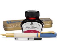 Stylo plume Kaweco Student avec 30 ml d'encre pour stylo plume, un convertisseur et un étui métallique « 50's Rock », rouge