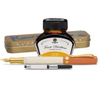 Stylo plume Kaweco Student avec 30 ml d'encre pour stylo plume, un convertisseur et un étui métallique « 70's Soul », orange