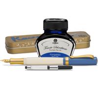 Stylo plume Kaweco Student avec 30 ml d'encre pour stylo plume, un convertisseur et un étui métallique « 50's Rock », bleu