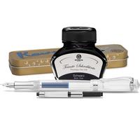 Stylo plume Kaweco Student avec 30 ml d'encre pour stylo plume, un convertisseur et un étui métallique transparent, noir