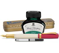 Stylo plume Kaweco Student avec 30 ml d'encre pour stylo plume, un convertisseur et un étui métallique 30's Blues, vert