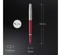 Stylo plume Parker 51 - Corps en résine bordeaux avec anneau chromé - Plume fine avec cartouche d'encre noire - Présenté dans une boîte cadeau