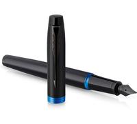 Stylo plume Parker IM Vibrant Rings - Finition noire satinée avec accents bleu marine - Pointe fine avec cartouche d'encre bleue
