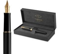 Stylo plume Parker Sonnet - Finition noire mate avec ornements dorés - Stylo plume avec plume de taille moyenne - Présenté dans un coffret cadeau