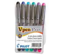 Stylo plume Pilot V-Pen Pro couleurs assorties - Pochette de 6