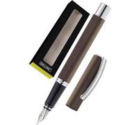 Stylo plume - Pointe médium iridium - Rechargeable - Online - Effet bois - Cognac G
