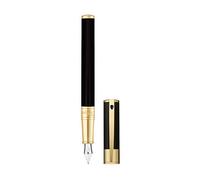 Stylo plume | Stylo a plume | Stylo avec gravure | Stylo Plume à Pointe Médium | collection D-Initial | en laque naturelle noire finition doré | ST DUPONT