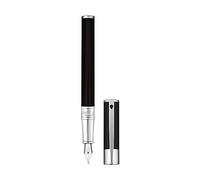 Stylo plume | Stylo a plume | Stylo avec gravure | Stylo Plume à Pointe Médium | Collection D-Initial | en Laque Naturelle Noire Finition Chromé | ST DUPONT